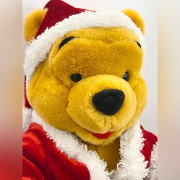 Vintage Winnie The Pooh Disney Store Exclusive Santa Plush 12” Christmas - Picture 3 of 9